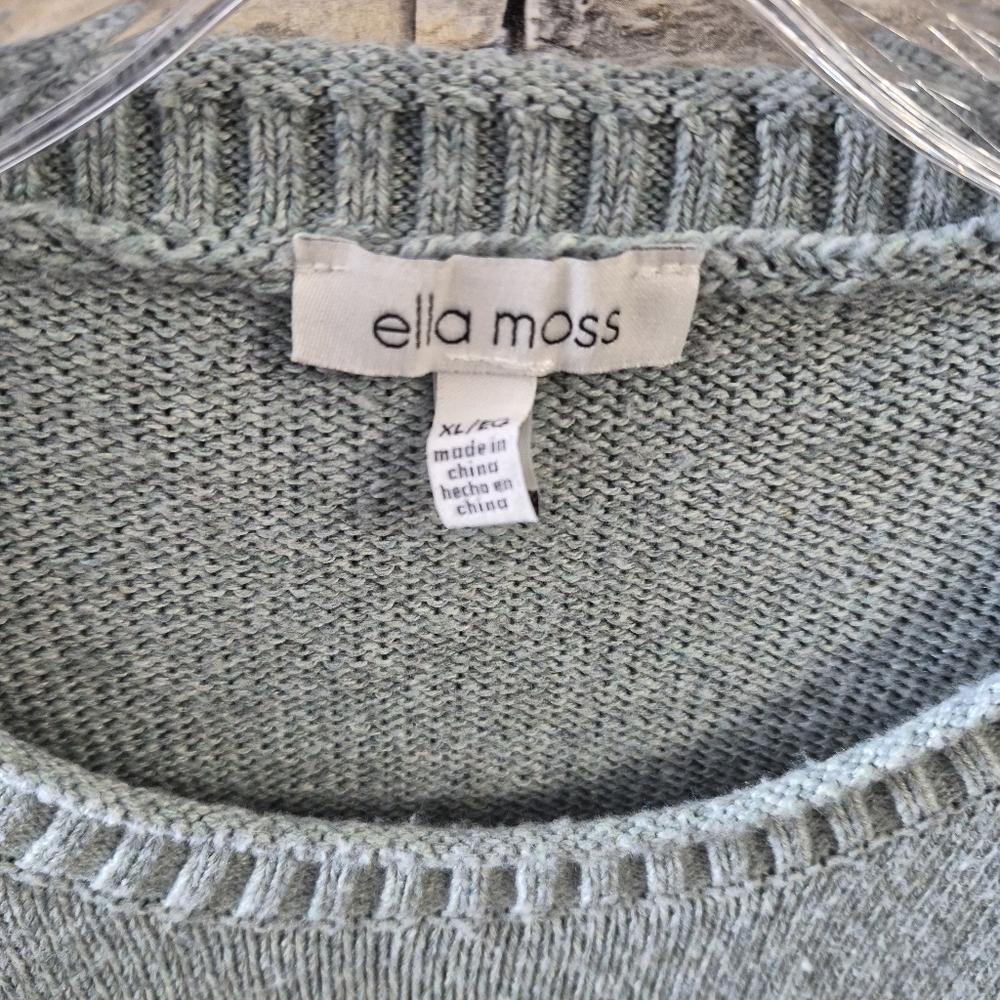 Ella Moss Crew Neck Sweater Womans XL Light Green Minimalist Casual Cozy - Picture 3 of 10